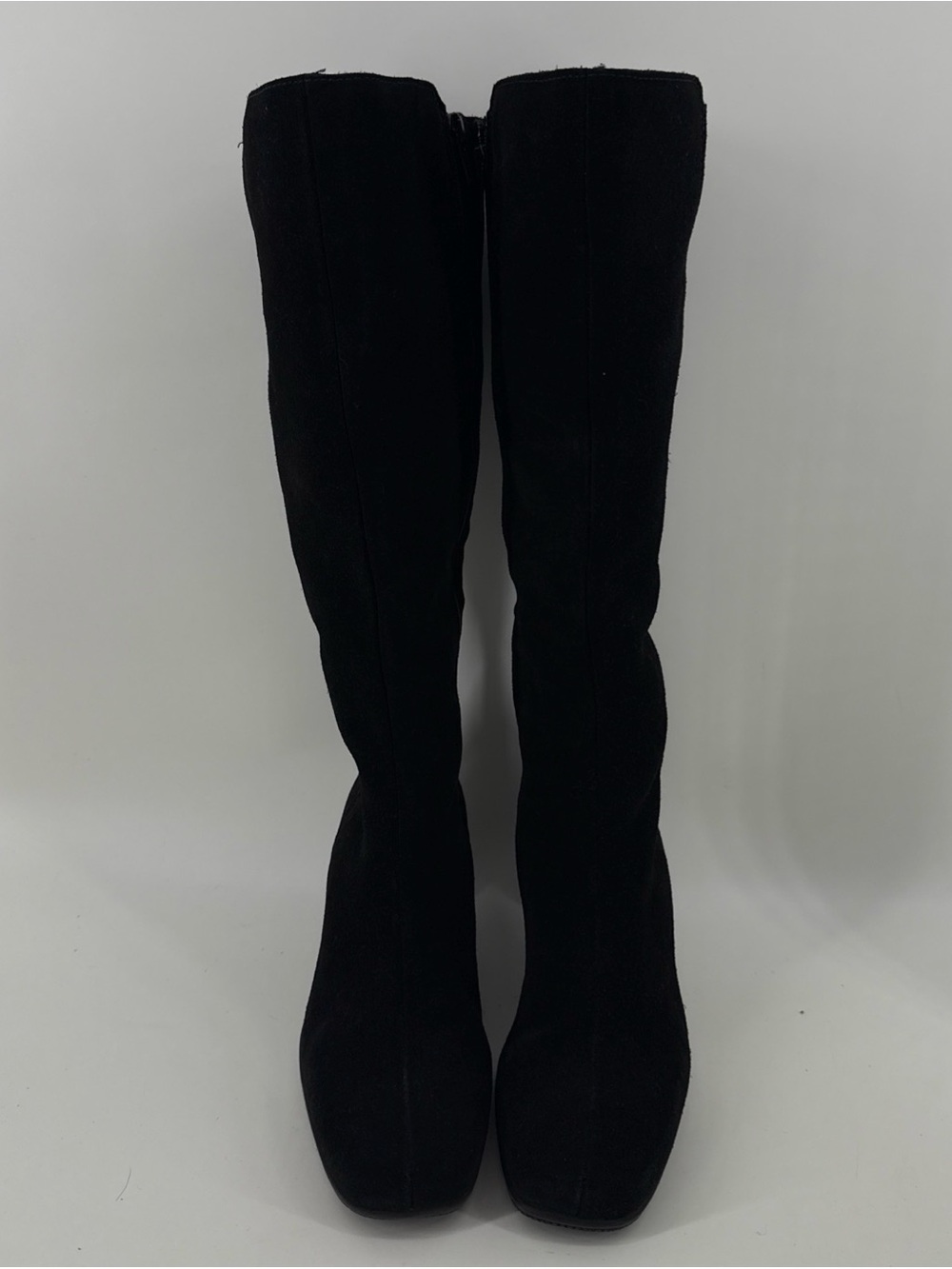 La Canadienne Black Suede Tall Knee High Heeled Boots Women's Size 6 M